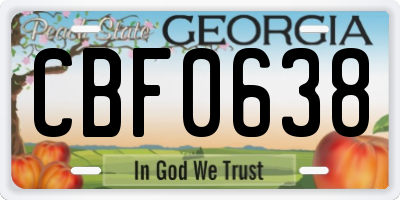 GA license plate CBF0638