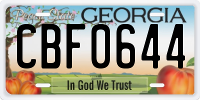 GA license plate CBF0644