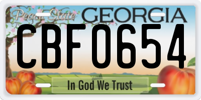 GA license plate CBF0654