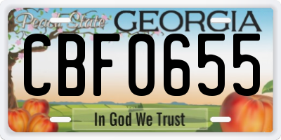 GA license plate CBF0655