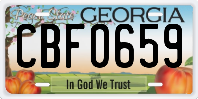 GA license plate CBF0659