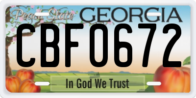 GA license plate CBF0672