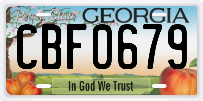 GA license plate CBF0679