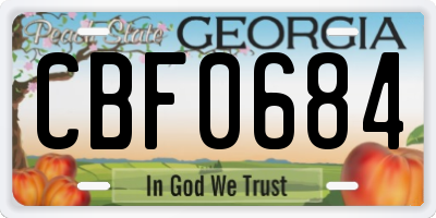 GA license plate CBF0684