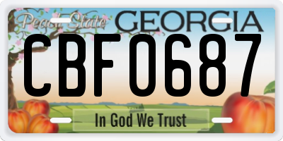 GA license plate CBF0687