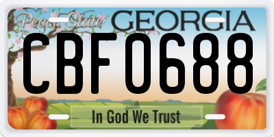 GA license plate CBF0688