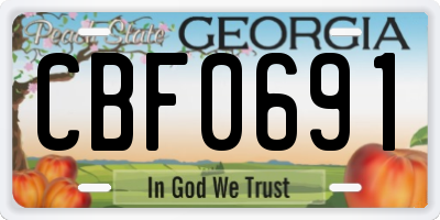 GA license plate CBF0691