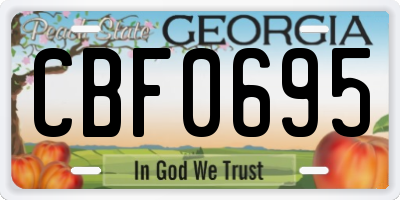 GA license plate CBF0695