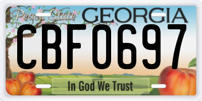 GA license plate CBF0697