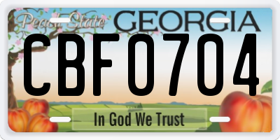 GA license plate CBF0704