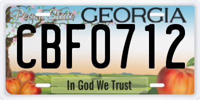 GA license plate CBF0712