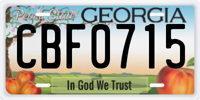 GA license plate CBF0715