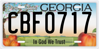 GA license plate CBF0717