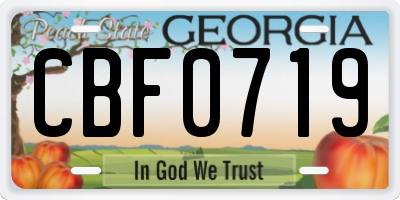GA license plate CBF0719