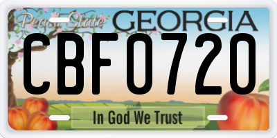 GA license plate CBF0720