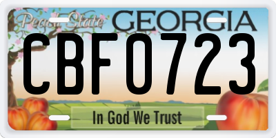 GA license plate CBF0723