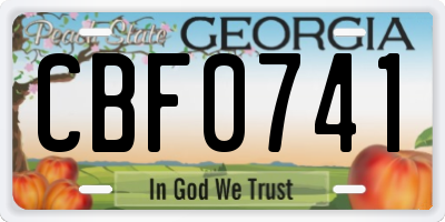 GA license plate CBF0741