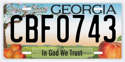 GA license plate CBF0743