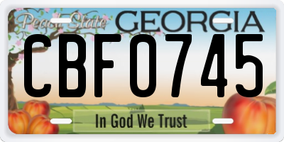 GA license plate CBF0745