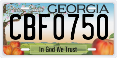 GA license plate CBF0750