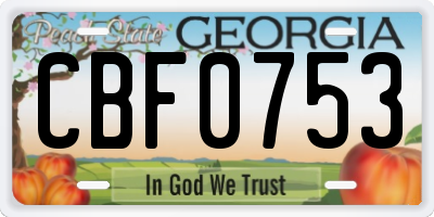 GA license plate CBF0753