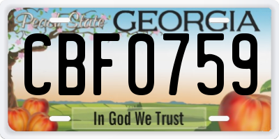 GA license plate CBF0759
