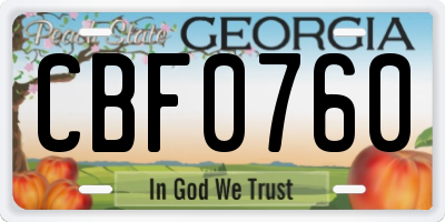GA license plate CBF0760