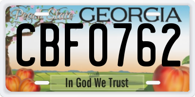 GA license plate CBF0762