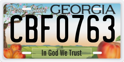 GA license plate CBF0763