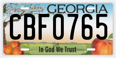 GA license plate CBF0765
