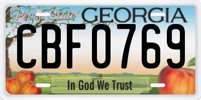 GA license plate CBF0769