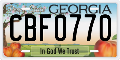 GA license plate CBF0770