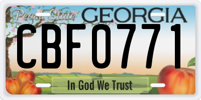 GA license plate CBF0771