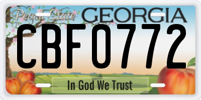 GA license plate CBF0772