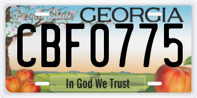 GA license plate CBF0775