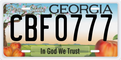 GA license plate CBF0777