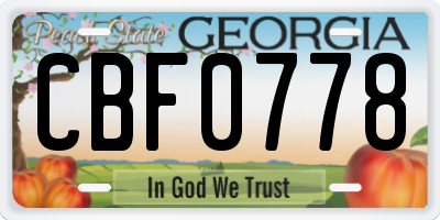 GA license plate CBF0778
