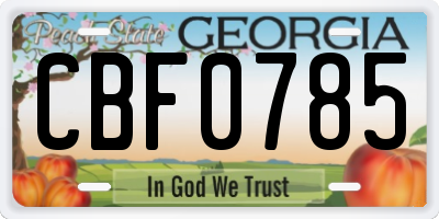 GA license plate CBF0785