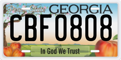 GA license plate CBF0808