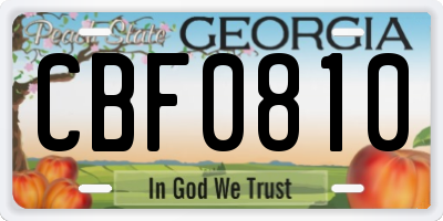GA license plate CBF0810