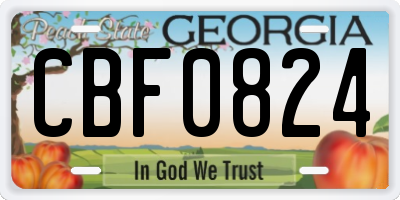 GA license plate CBF0824