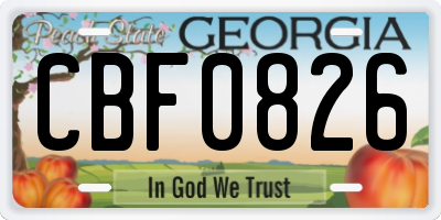 GA license plate CBF0826