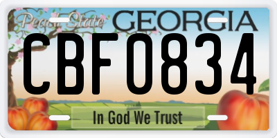 GA license plate CBF0834