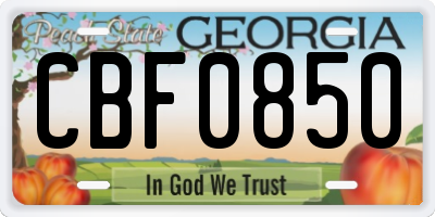 GA license plate CBF0850