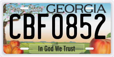 GA license plate CBF0852