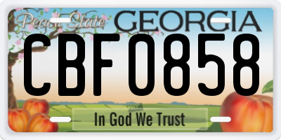 GA license plate CBF0858