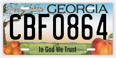 GA license plate CBF0864