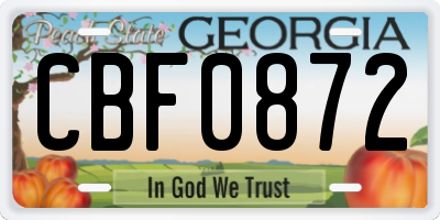 GA license plate CBF0872
