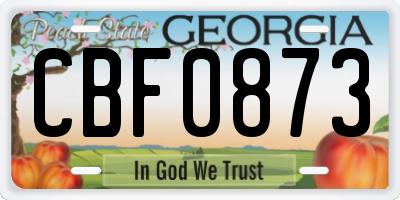 GA license plate CBF0873