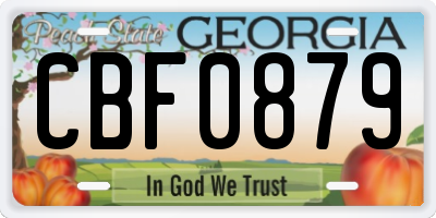 GA license plate CBF0879